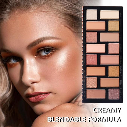 16 Colors Eyeshadow Palette,Matte&Glitter&Shimmer Eyeshadow Makeup,Naturing-Looking,High Pigment Waterproof Eye Shadow Palette Makeup, 100% Cruelty-free (07#Nude Pink)