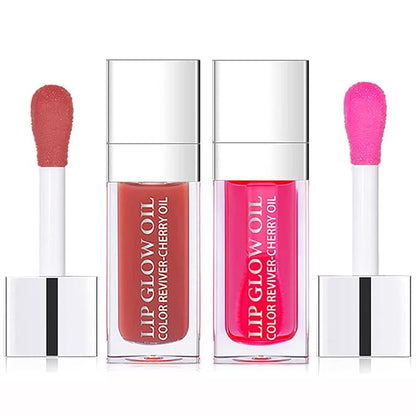2-in-1 Lip Oil & Balm, Tinted, Hydrating & Non-Sticky, Repairs Lip Lines (Rosewood / Cherry)