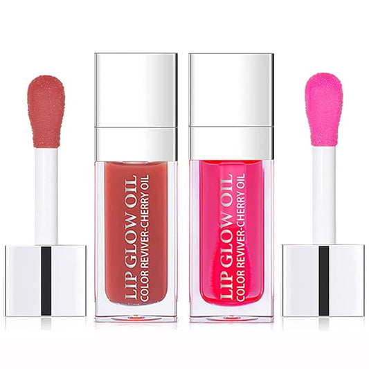 2-in-1 Lip Oil & Balm, Tinted, Hydrating & Non-Sticky, Repairs Lip Lines (Rosewood / Cherry)