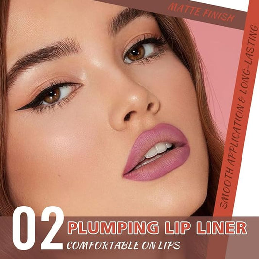 Retractable Matte Lip Liner Pencil, Light Pink Plump Lip Liners Long-Lasting Creamy Formula for Shaping & Sculpting lip filler pen, Subtle Touch Velvet Pigmented Crayon Lip Liner 02#