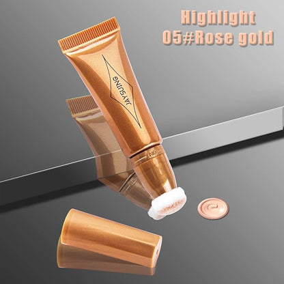 Bronzer Stick Cream Contour Stick Liquid Contour Wand Highlighter Stick with Cushion Applicator Concealer Stick Long Lasting Contour Beauty Wand Cream Bronzer Wand(#05 Rose Gold Highlighter)