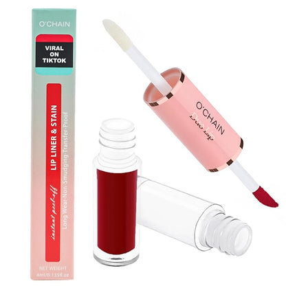 O'CHAIN Peel Off Lip Stain & Lip Liner Masque – Velvet Matte Finish Long Lasting Waterproof and Transfer Proof Lip Tint, with Moisturizing Formula Oil for Soft, Hydrated Lips (06 MAISON)