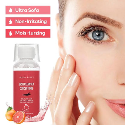Eyelash Cleanser Concentrate 60ml Professional Lash Extensions Shampoo Natural Foaming Cleanser for Extensions Lashes with Salon Home Care-Makes 12 Bottles 60ml Eyelash Shampoo (pomelo)