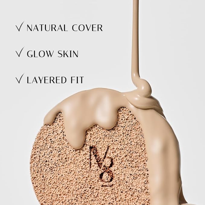 NUMBER EIGHT Skin Master Natural Cover Fit Cushion Foundation SPF 50+ PA+++ | N23 NEUTRAL BEIGE | Long lasting, Lightweight, Flawless Coverage, Hypoallergenic, Korean Beauty (15g / 0.52oz.)