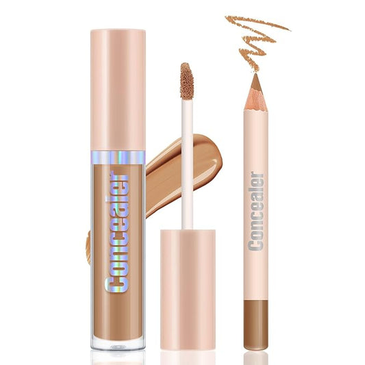 Camo Concealer Stick and Pencil Set, Full Coverage Concealer Kit, Lightweight Long Lasting Liquid Concealer for Women All-Day Wear