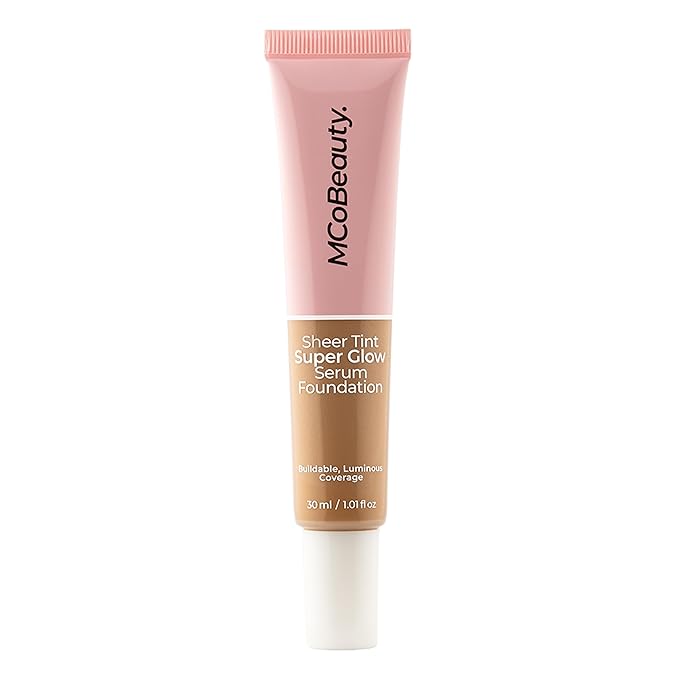 MCoBeauty Super Glow Sheer TINT Serum Foundation 7-8, Ultra-Invisible, Skin Perfecting, Lightweight, with Kiwi Fruit Extract and Shea Butter, Vegan, Cruelty Free Cosmetics
