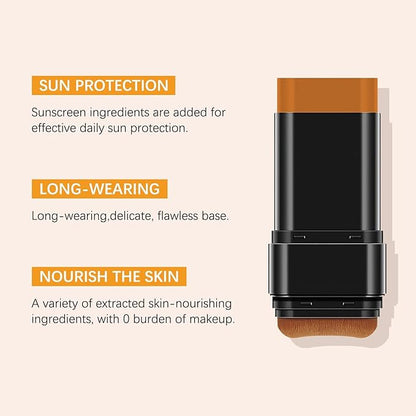 3 In 1-Foundation Stick, Flawless Eraser Foundation Stick With Brush, SPF 50++++ Multi-Use Makeup Lightweight, Moisturizing Double (Dark)