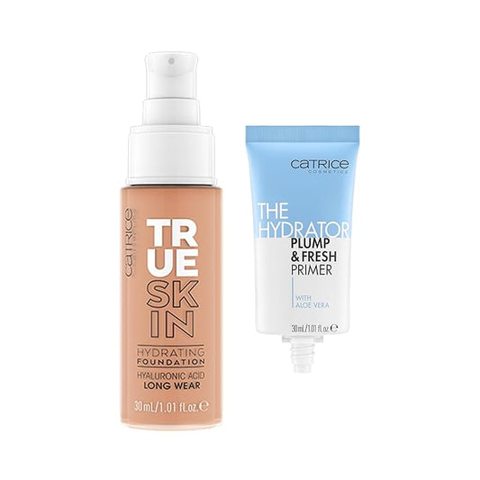 Catrice | True Skin Foundation 65 & The Hydrator Plump & Fresh Primer Bundle | Full Coverage Makeup | Vegan & Cruelty Free