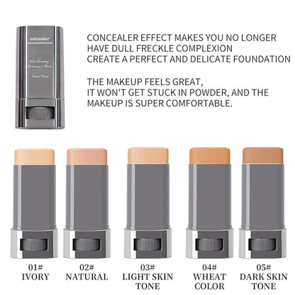 3-in-1 Foundation Stick Beauty Balm Serum Boosts Skin Tone, Solid Tinted Moisturizing Serum Contouring Foundation for Women, Natural Finish, Buildable Medium to Full Coverage(04#WHEATCOLOR)