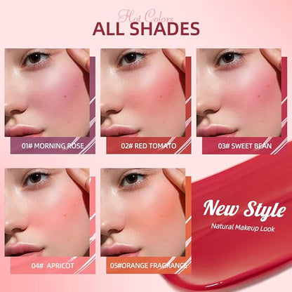 Liquid Blush Makeup, Weightless and Blendable Liquid Blush Wand for Cheeks - Long-Lasting Skin Tint Makeup with Natural-Looking, Radiant Glow (02# RED TOMATO)