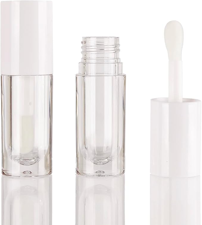 COSIDEA 50pcs Empty White 6ml big doe foot wand lip gloss tubes Round Chunky lipgloss tubes containers wholesale with thick large wand