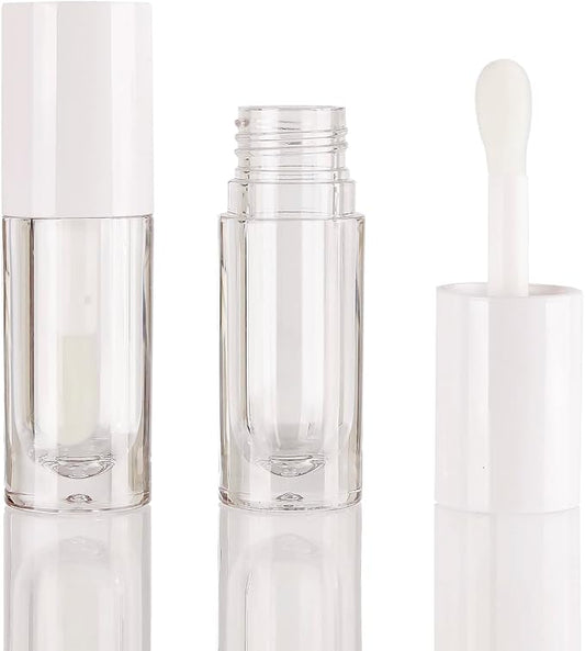 COSIDEA 50pcs Empty White 6ml big doe foot wand lip gloss tubes Round Chunky lipgloss tubes containers wholesale with thick large wand