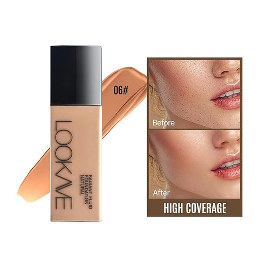 LAMUSELAND Full Coverage Foundation Makeup, Matte Liquid Waterproof Long-lasting Oil-free Foundation Stick Concealer for All Skin (06, M)