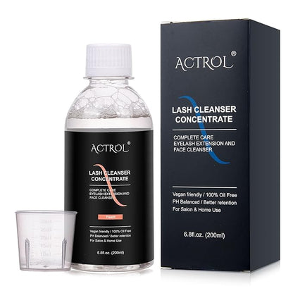 Eyelash Cleanser Concentrate 200ml Peach Professional Lash Shampoo Foaming Cleanser Paraben & Sulfate Free Non-lrritating Wash for Extensions Lashes with Salon Home Care-Makes 40 Bottles