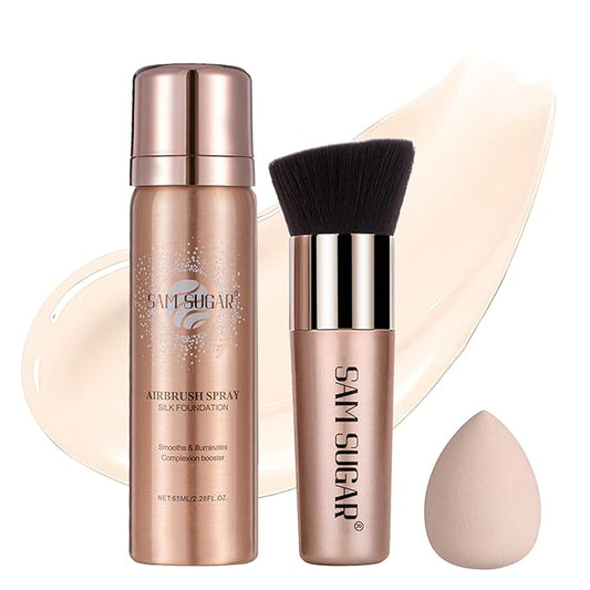 Airbrush Foundation Makeup Spray with Brush,Full Coverage Foundation for Waterproof Breathable,Natural Matte Finish,Concealer Moisturizing Foundation for Dry Skin (01/fair, 2.28 FL.OZ)