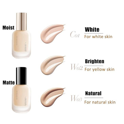 Uodo Liquid Foundation - Moisturizing Light/Matte Long Lasting, Invisible Foundation Makeup, Natural Matte W03