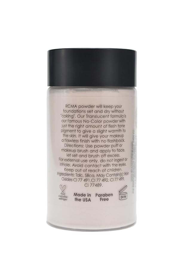 RCMA Makeup Translucent Loose Powder – Lightweight Setting Powder for Flawless Finish, Shine Control, Natural Matte Look, No Flashback, Oil Control, No Caking or Creasing, Vegan and Cruelty-Free, 3oz