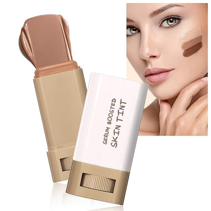 Skin Tint Foundation Stick Beauty Balm Serum Boosted, Solid Tinted Moisturizing Contour Stick Foundation Primer for Women Face Makeup, Natural Finish Makeup Even Skin Tone (#6)