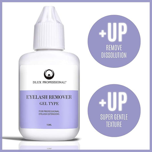 Eyelash Extensions Gel Glue Remover - 15ml, Clear Natural Pigment, Professional Korean Eyelashes Extensions Adhesive Remover Gel Type, Fast Dissolution, Eyelash Extension Supplies (GEL REMOVER)