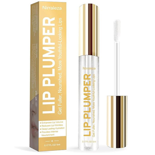 Lip Plumper Gloss, Clear Plumping Lip Gloss for Visibly Hydrated, Volumized Lips with Nourishing Ingredients to Smooth Lip Wrinkles.