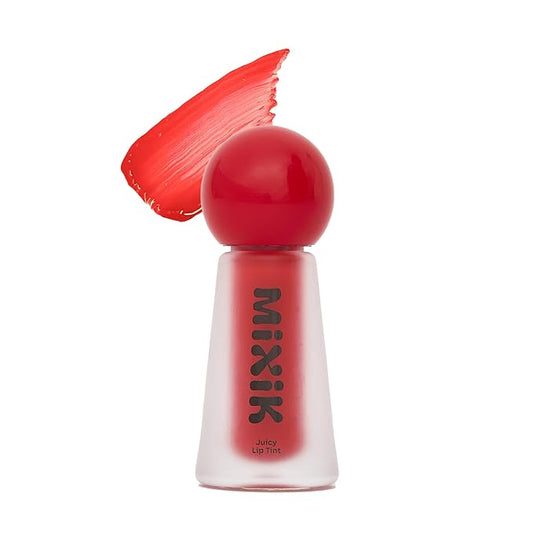 MIXIK Juicy Lip Tint, Hydrating Water-Based Lip Stain and Gloss that feels light and fresh for Dewy and Radiant lips, Formulated with Blue Agave Extract for long lasting Moisturizing (Vivid Coral)