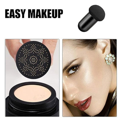 Mushroom Head Air Cushion CC Cream, CC Cream Foundation, Concealer Lasting Moisturizing Pigment CC Liquid Foundation, Matte Even Skin Tone Nude Makeup Base Primer (Ivory)