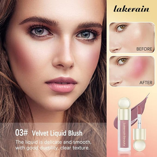 Liquid Blush For Cheeks, Soft Velvet Cream Blush Face Blush Makeup, Pink Blush Red Blush Skin Tint, Natural-Looking Matte Finish Makeup Blush Stick, Waterproof&Long Lasting Dewy Cheek Tint, Moisturizing&Lightweight Blendable Feel Blush Makeup (3#)
