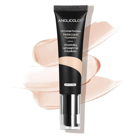 Matte Oil Control Concealer Foundation Flawless Soft Long Lasting Foundation Makeup,Waterproof Full Coverage Face Makeup Strong Concealer Foundation for Oily Acne Skin (#101 Porcelain)