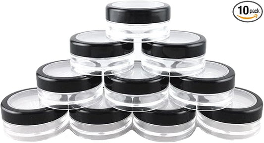yueton 10pcs Black Edge Open Window 10 Gram Empty Clear Plastic Powder Compact Cosmetic Containers