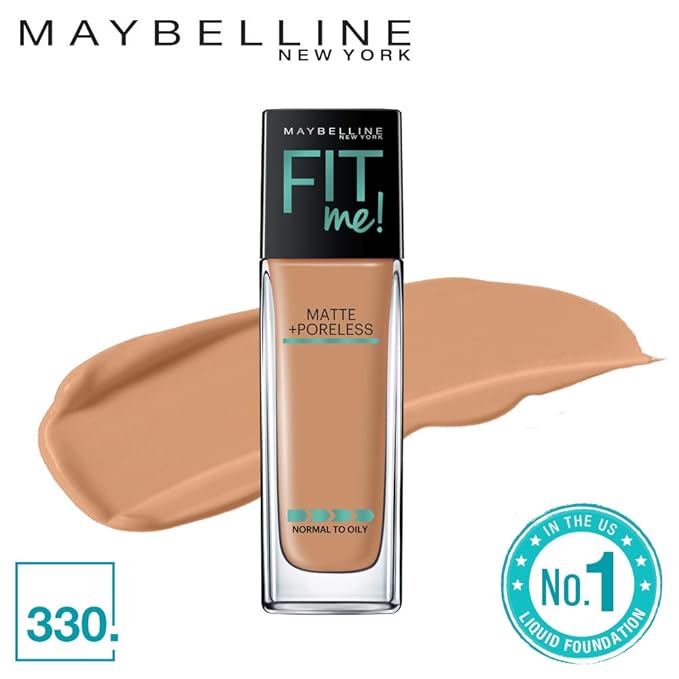 Maybelline Fit Me Matte + Poreless Pressed Powder Makeup & Liquid Foundation Makeup Bundle, Toffee, 1 Count Each