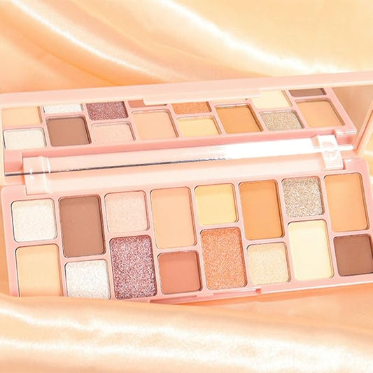 16 Color Pink Champange Brown Gold Colorful Matte Glitter Shimmer Eyeshadow Palette with Mirror for Eye Makeup,Highly Pigmented Korean Natural Rainbow Eye Shadow palette,Blendable-06