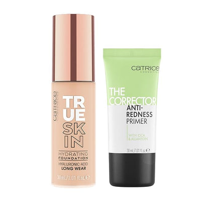 Catrice | True Skin Foundation 07 & The Corrector Anti-Red Primer| Full Coverage Makeup | Vegan & Cruelty Free