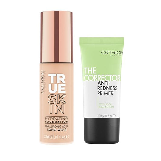 Catrice | True Skin Foundation 07 & The Corrector Anti-Red Primer| Full Coverage Makeup | Vegan & Cruelty Free