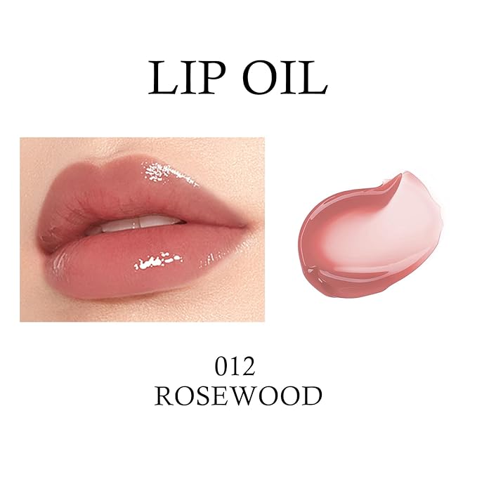 KYDA Hydrating, Moisturizing Lip Oil - Glossy, Tinted Lip Gloss for Dry Lips - Rosewood