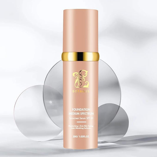 Match Cosmetics Foundation 4 in 1-Medium Spectrum,4 in 1 Cosmetics Foundation Liquid with SPF 50+, Concealer Cosmetic Lightweight Makeup, Longwearing & Waterproof for Makeup