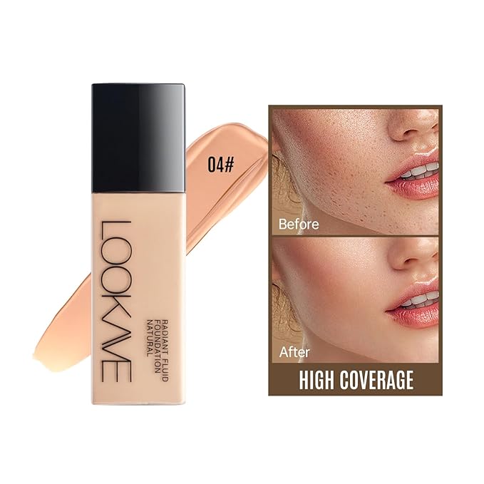 LAMUSELAND Full Coverage Foundation Makeup, Matte Liquid Waterproof Long-lasting Oil-free Foundation Stick Concealer for All Skin (04, M)