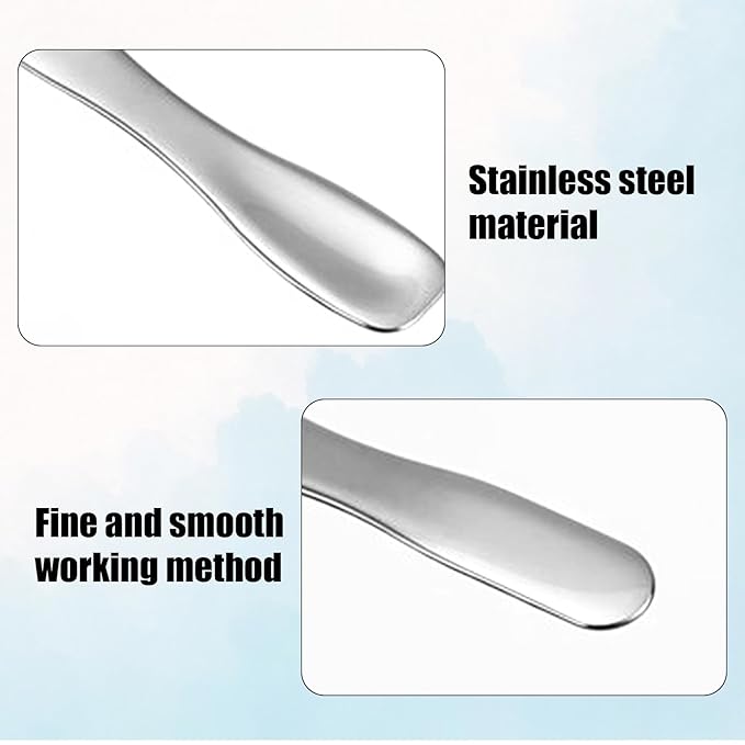 2pcs Mini Metal Makeup Spatula, Small Cosmetic Spoon 2 Shapes Tiny Eye Make up Applicator Tool Skincare Scoop Facial Massage Beauty Skin care Supplies for Mixing and Sampling Lotion Face Cream