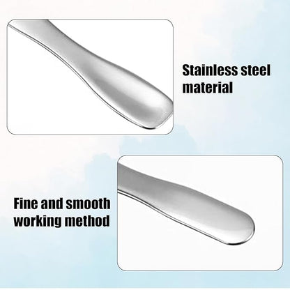 2pcs Mini Metal Makeup Spatula, Small Cosmetic Spoon 2 Shapes Tiny Eye Make up Applicator Tool Skincare Scoop Facial Massage Beauty Skin care Supplies for Mixing and Sampling Lotion Face Cream