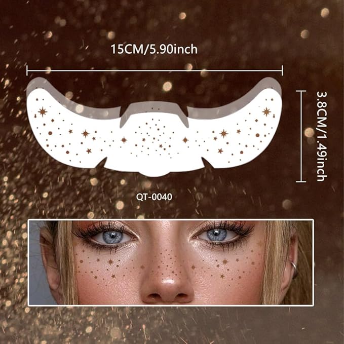 8Ps Face Glitter Speckles Patches, Brown Glitter Freckles Face Tattoo, Glow Up Makeup Patches, Cute Glitter Makeup Accessories for Women, Cosmetic Glitter for Face Gift