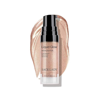 SACE LADY Liquid Highlighter Makeup Shimmer and Shine Ultra-Smooth Radiant Illuminator For Face Cheekbone Body Glow Bronzer Glitter Illuminating Highlighters Makeups, 0.2Fl Oz