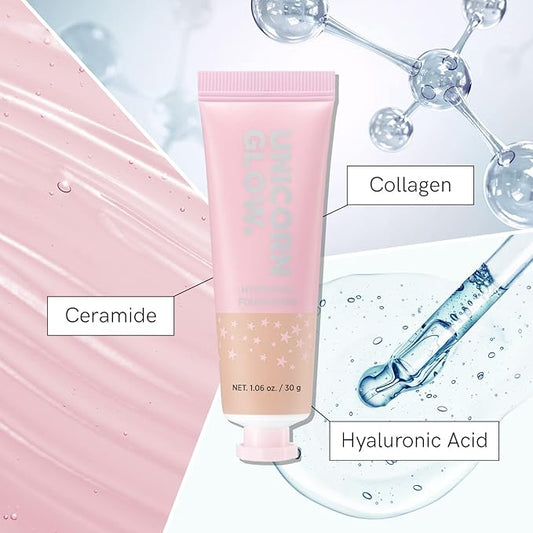 UNICORN GLOW HYDRATING FOUNDATION #11 NUTMEG Collagen Serum + Hyaluronic Acid + Ceramide Anti-Aging