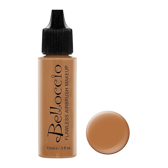 Belloccio's Professional Cosmetic Airbrush Makeup Foundation 1/2oz Bottle: Cocoa- Medium-dark with Red Undertones