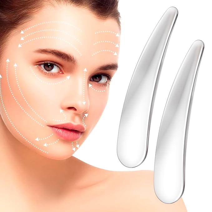 2pcs Mini Metal Makeup Spatula, Reusable Cosmetic Cream Spatulas Spoon, Skincare Scoop Applicator Facial Massage Beauty Tools for Mixing and Sampling Face Eye Cream- Silver