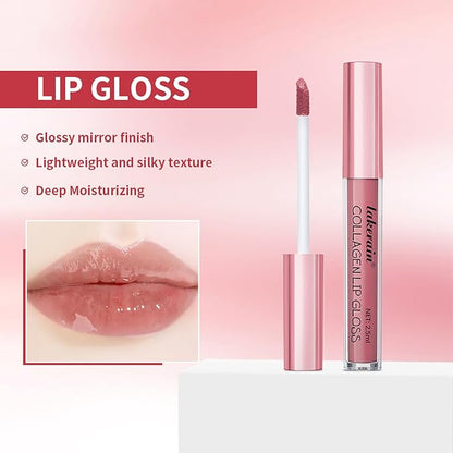 3PCS Lip Liner and Lipstick Combo Set - Matte Lip Liner Pencil, Velvet Matte Lipstick & Hydrating Collagen Lip Gloss - Long-Lasting, Smudge-Proof, High Pigment Nude Brown Lip Makeup Kit (Set 4, 3)