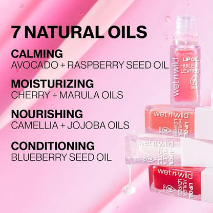 wet n wild Lip Oil - Lightweight, Non-Sticky, Hydrating & Nourishing Formula with Marula & Jojoba Oils, Vegan & Cruelty-Free - Cedar Rose (Pack of 2)