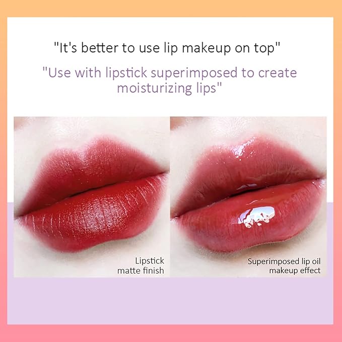 Fruit Pearlescent Plumping Lip Oil, Lip CarePearl & Shimmer Mini Lip Gloss Kit, Lip Care Hydrating Lip Gloss Tinted Lip Balm, Long Lasting & Nourishing Lip Glow Oil, Non-sticky Fresh Texture (Grape)