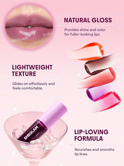 SHEGLAM Jelly Wow Tinted Lip Oil Plumping Lip Gloss Natural -Baby Steps