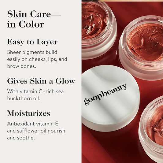 goop Beauty Cream Blush and Massage Oil Bundle | 0.5 oz Warm Terracotta Cream Blush for a Sheer Pop of Color on Lips & Cheeks | 2 fl oz of Mess Free Oil for a Couples Massage or Self Care | Gift Set