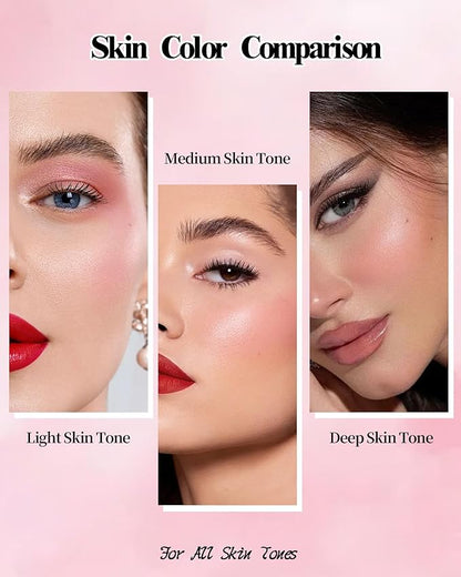 Blush and Highlighter Palette,2 in 1 Orange Blusher Pearl Shimmer Highlighter,Matte Blusher and Bronzer for Face Cheeks,Longlasting Waterproof Facial Makeup Set with Brush,Makeup Gift for Women-03