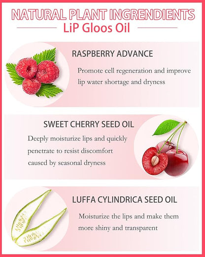 Plumping Lip Glow Oil,Hydrating Tinted Lip Oil Gloss,Transparent Toot Lip Oil Lipgloss,Long Lasting Moisturizing Glow Reviver Lip Care Oil,Lip Tint Stain Lipstain,Christmas Gift for Women(#015 Cherry)
